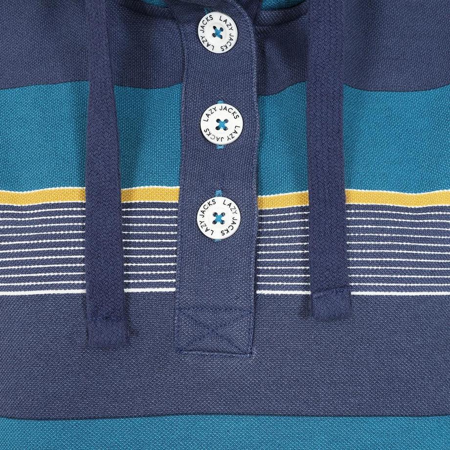 Lazy Jacks Piqué Gestreiftes Knopfhals Sweatshirt  