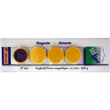BÜROLINE Magnet 37 mm 392635 gelb 4 Stück