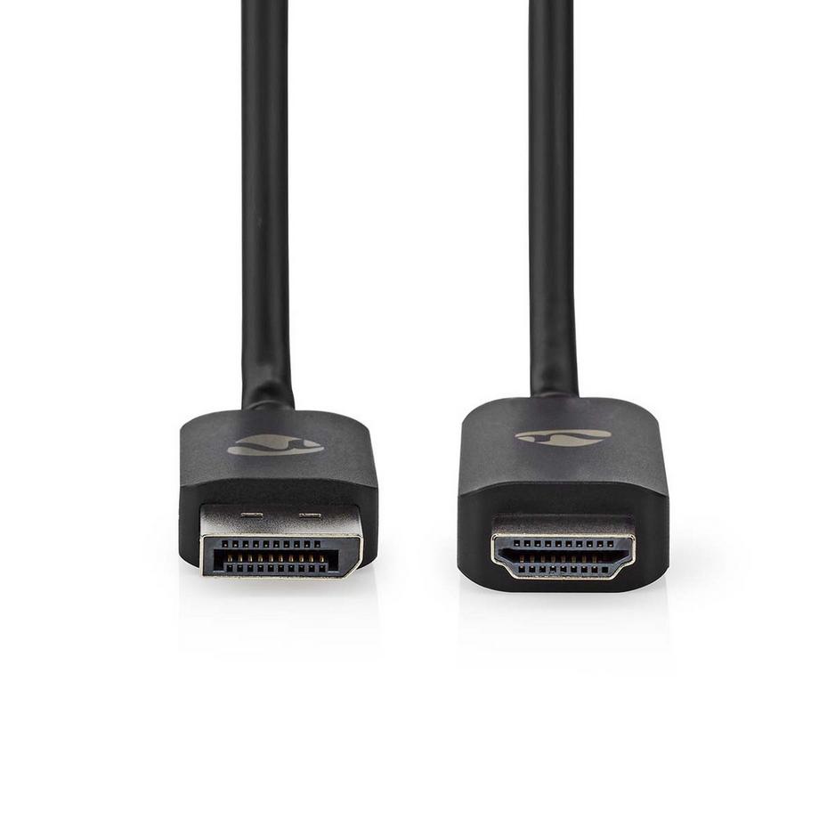 Nedis  Displayport Adapter | DisplayPort Hane | HDMI™ Kontakt | 8K@30Hz | Vernickelt | Rak | 1,80 m | Rund | TPE | Svart | Kuvert 