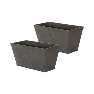 Lot de 2 pots de fleurs en Fibre d'argile Rétro PORIA