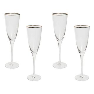 Beliani Champagnerflöten im 4er Set aus Glas Retro TOPAZ  