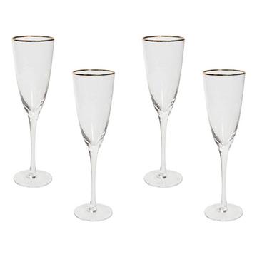 Champagnerflöten im 4er Set aus Glas Retro TOPAZ
