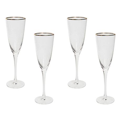 Beliani Champagnerflöten im 4er Set aus Glas Retro TOPAZ  