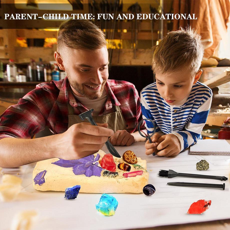 Activity-board  Mein erstes Mega-Ausgrabungsset für Kinder, das 15 echte Kristalle und Edelsteine ausgräbt 