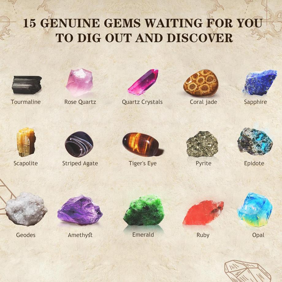 Activity-board  Mein erstes Mega-Ausgrabungsset für Kinder, das 15 echte Kristalle und Edelsteine ausgräbt 