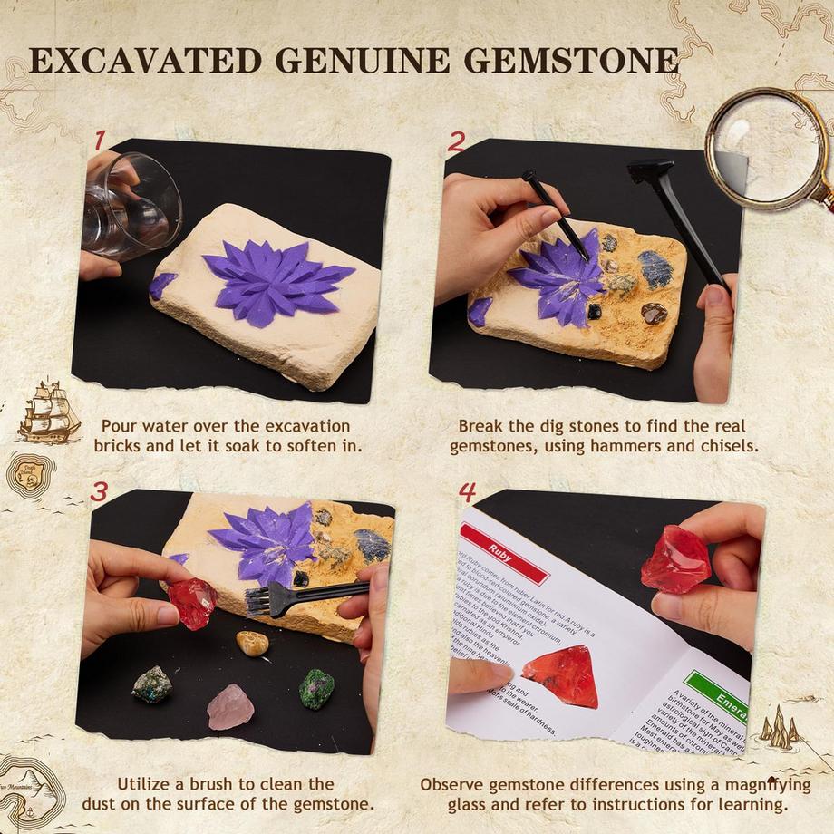 Activity-board  Mein erstes Mega-Ausgrabungsset für Kinder, das 15 echte Kristalle und Edelsteine ausgräbt 