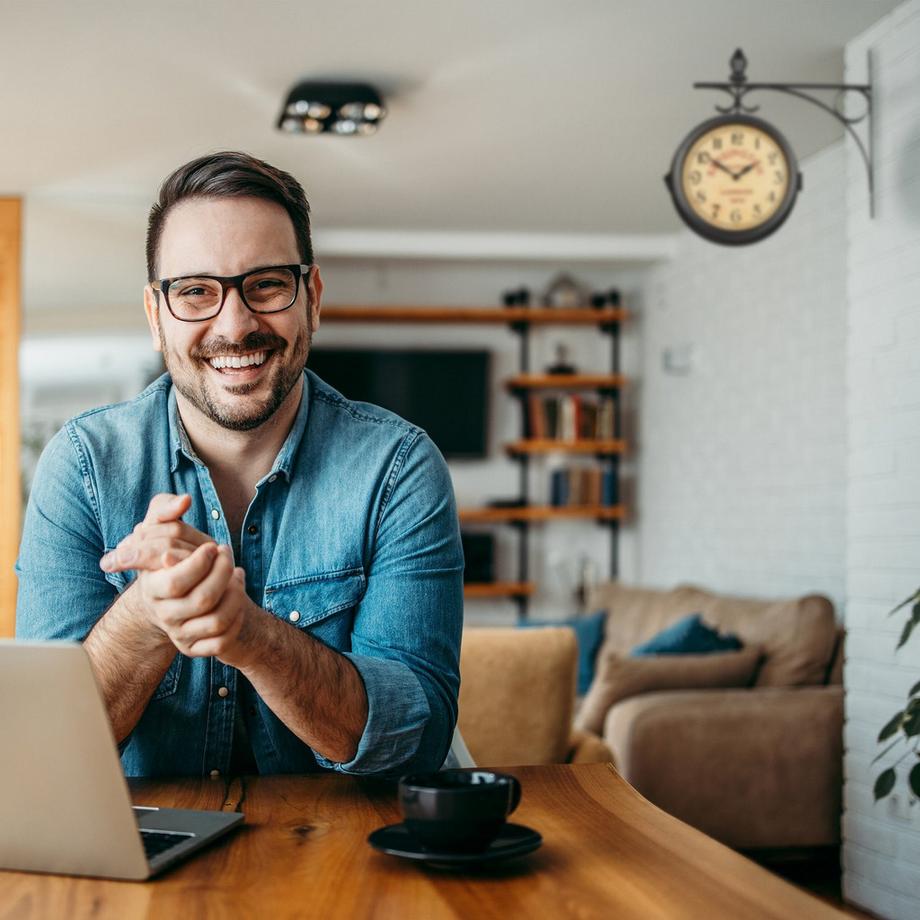 Northix Horloge de gare double face noire  