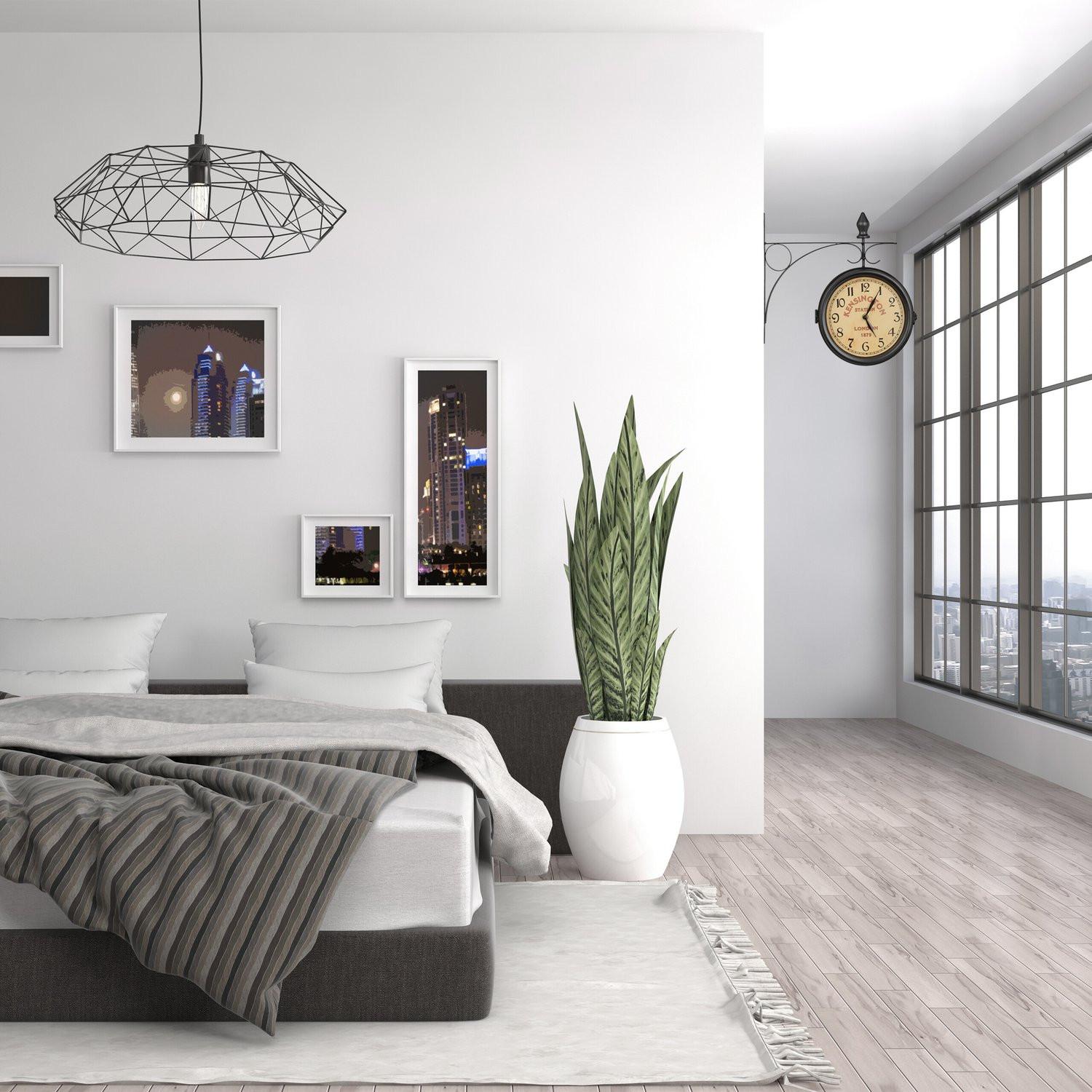 Northix Doppelseitige Bahnhofsuhr in Schwarz  