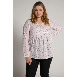 Ulla Popken  Blusa Bellieva dal taglio svasato con scollo a V, maniche lunghe e tessuto GOTS 