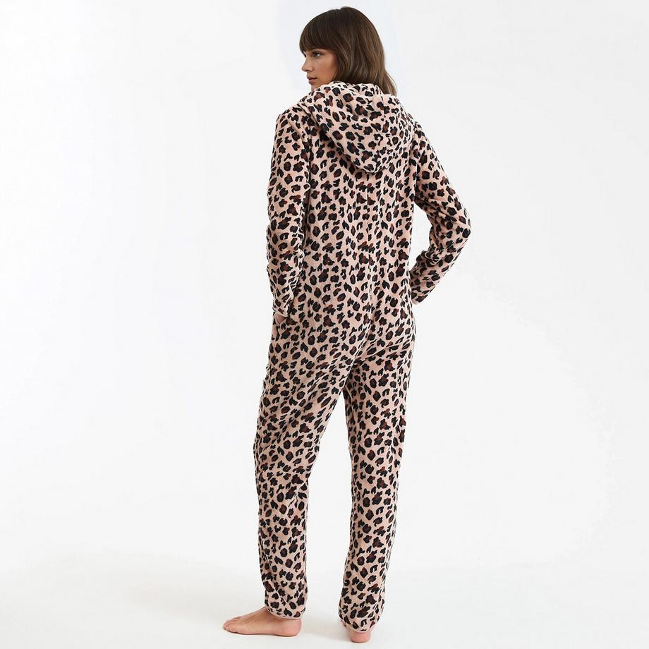 SO'HOME Tuta in Pile Stampa Leopardata  