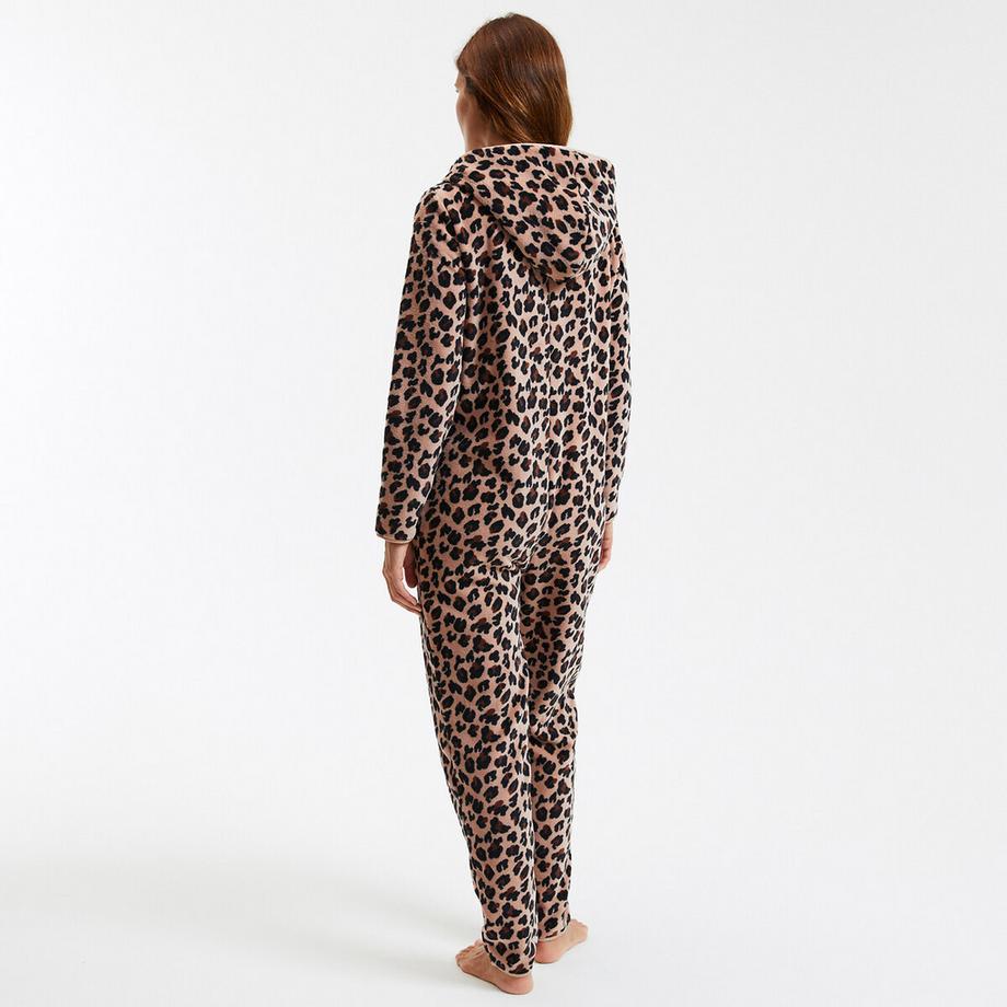 SO'HOME Tuta in Pile Stampa Leopardata  
