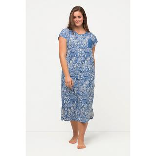 Ulla Popken  Chemise de nuit en coton bio. Imprimé et décolleté rond. 