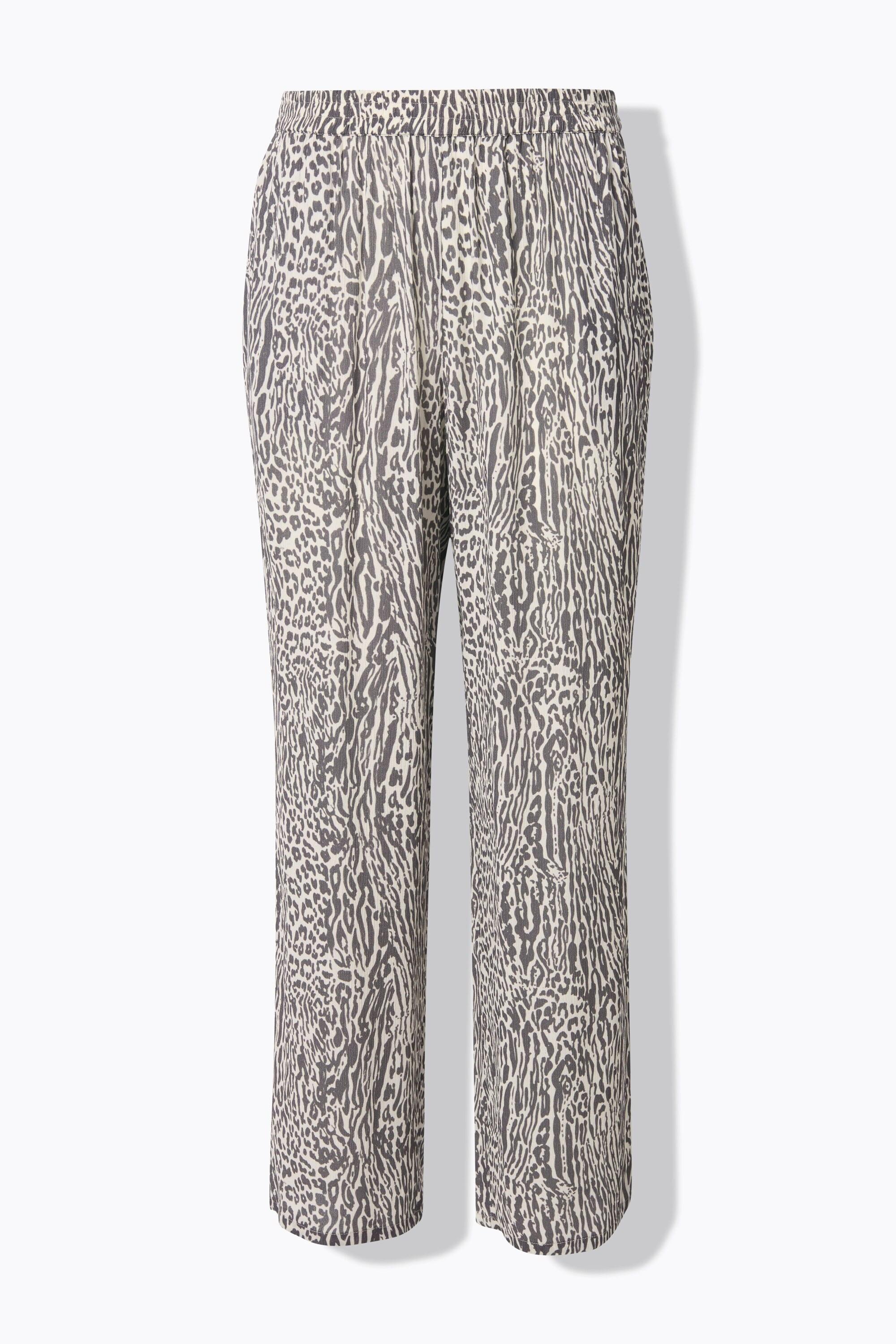 Ulla Popken Rose Imprimé Animal Jambe Large Pantalon  