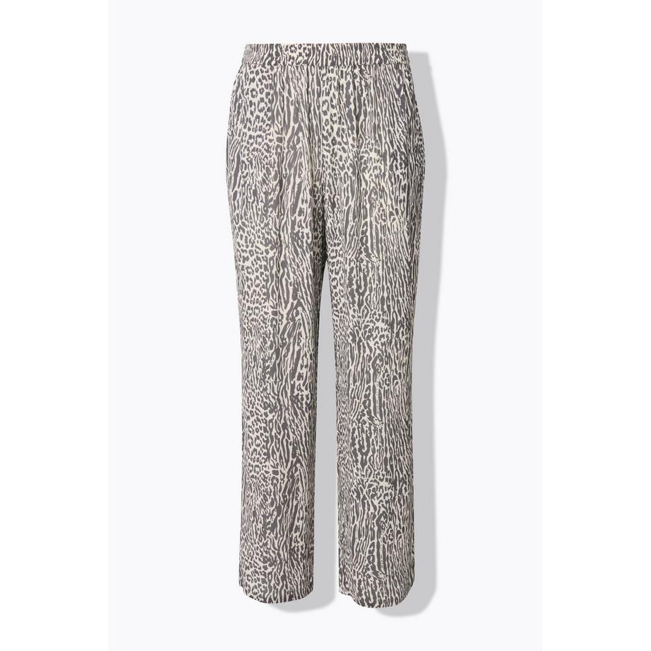 Ulla Popken Rose Animaldruck Weites Bein Hose  