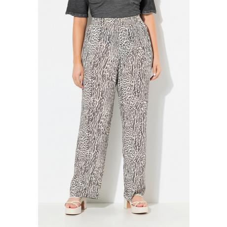 Ulla Popken Rose Imprimé Animal Jambe Large Pantalon  