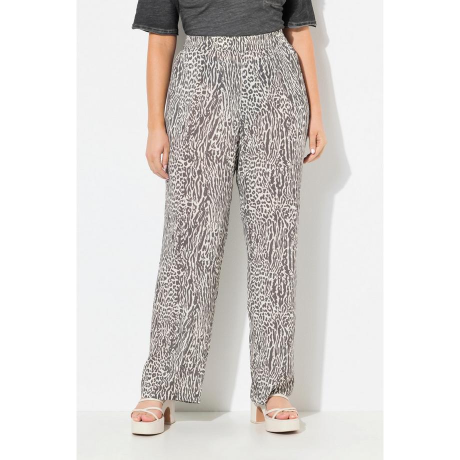 Ulla Popken Rose Animaldruck Weites Bein Hose  