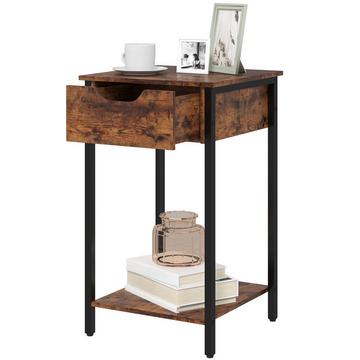 Table d'appoint, table basse au design industriel, table basse avec structure en acier, pour salon, chambre à coucher, 40 x 40 x 68 cm, marron rustique