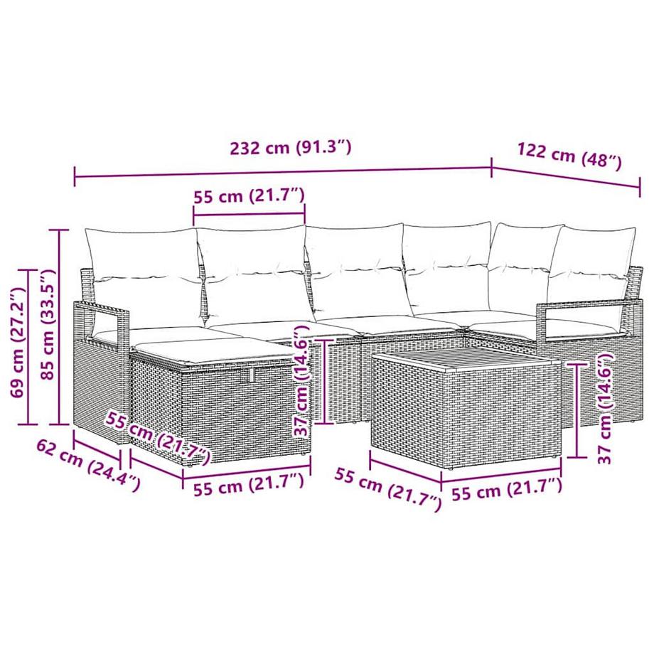VidaXL Set di Mobili da Giardino Polyrattan  