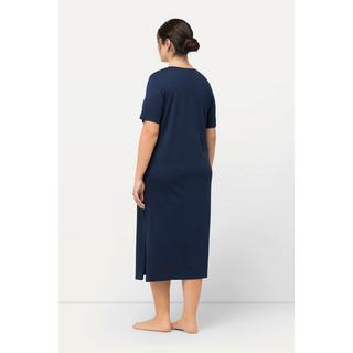 Ulla Popken Camicia da notte Ricami Traforati Scollo a V Mezza Manica  