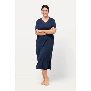 Ulla Popken Camicia da notte Ricami Traforati Scollo a V Mezza Manica  