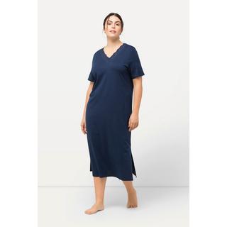 Ulla Popken Camicia da notte Ricami Traforati Scollo a V Mezza Manica  