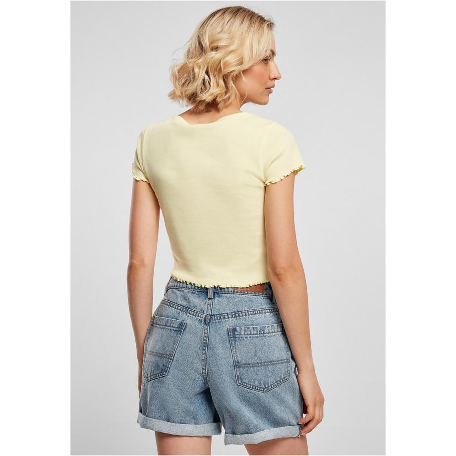 URBAN CLASSICS Kurzes Geripptes Knopfleisten T-Shirt  