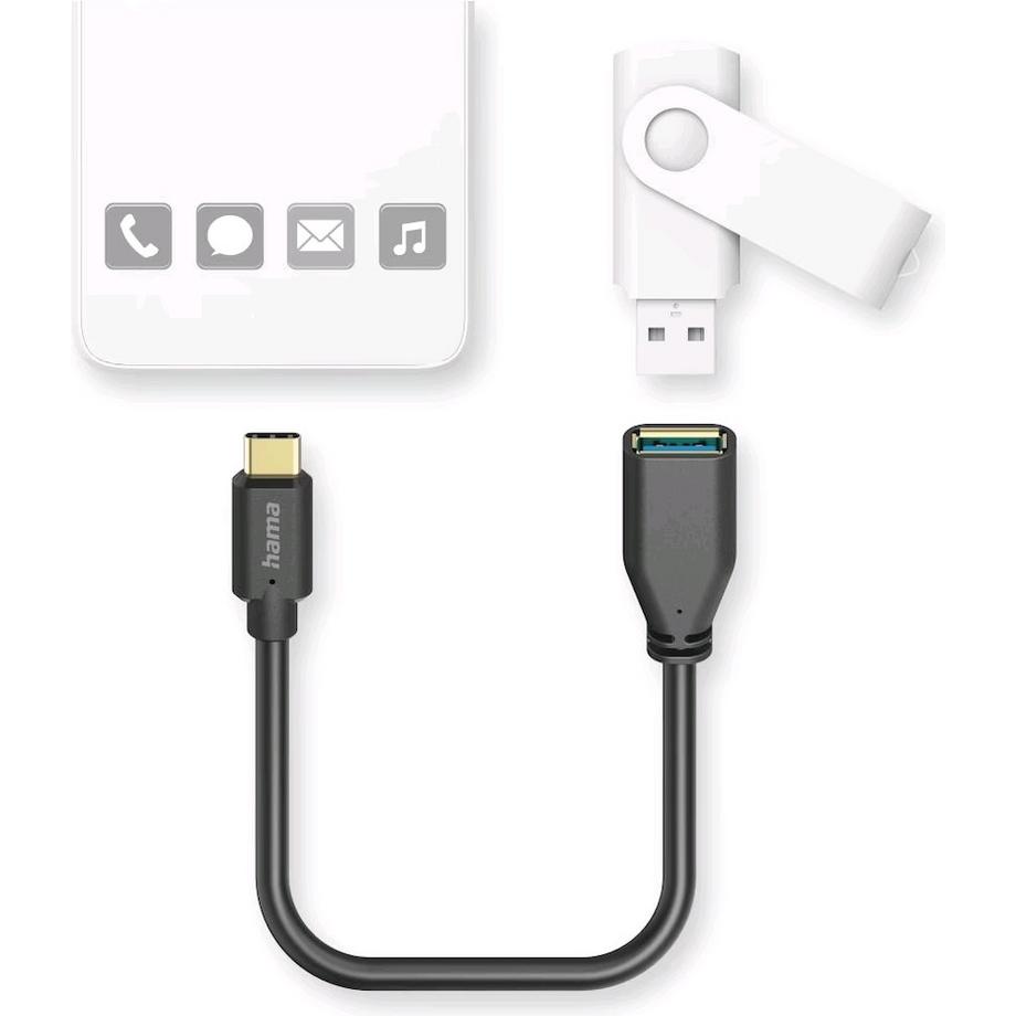 hama  HAMA Adapterkabel USB OTG USB-C auf USB-A Schwarz 0,15 cm 