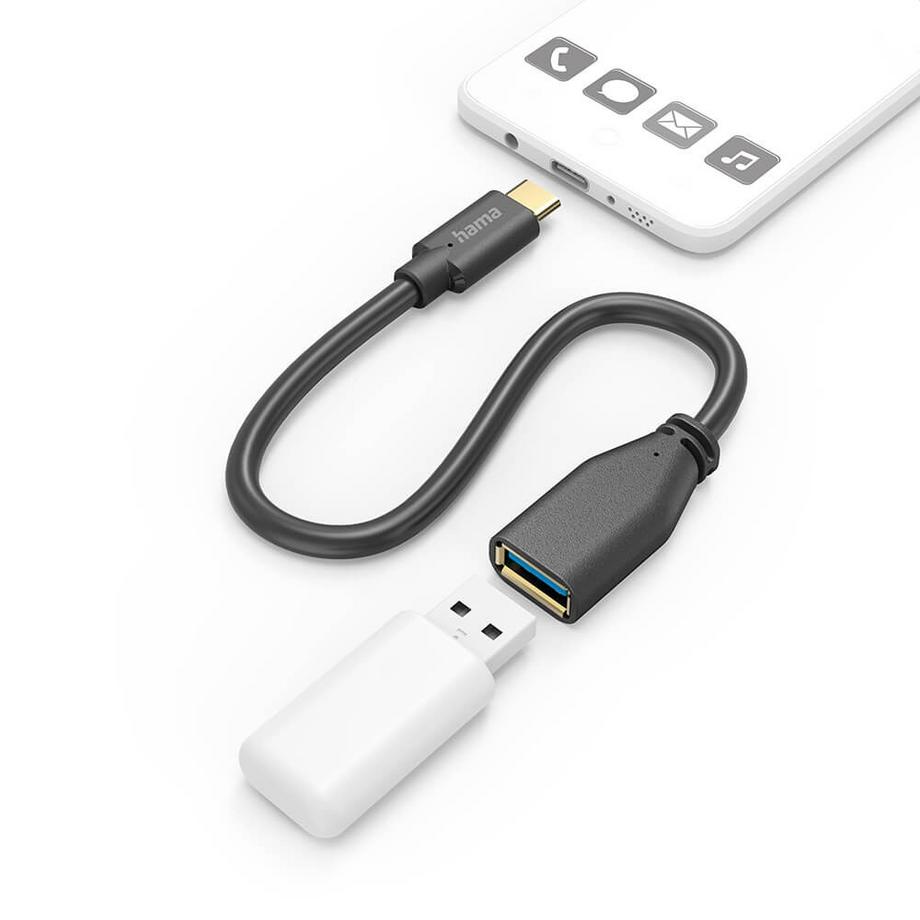 hama  HAMA Adapterkabel USB OTG USB-C auf USB-A Schwarz 0,15 cm 