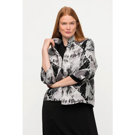 Ulla Popken  Blazer, Jacquard-Karo-Design, Stehkragen, 3/4-Tulpenarm 