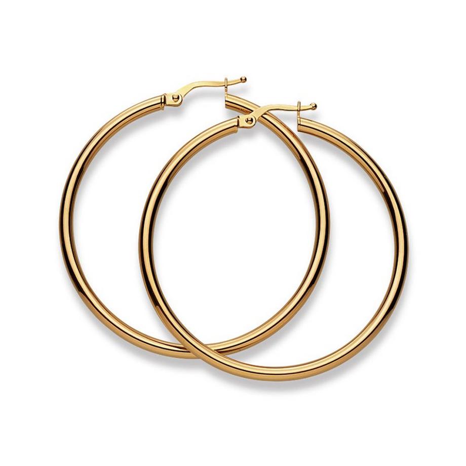 MUAU Schmuck  Créoles or jaune 750, 50mm 