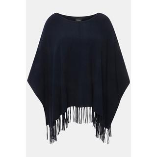 Ulla Popken  Strickponcho, Oversized, Fransen, U-Boot-Ausschnitt 