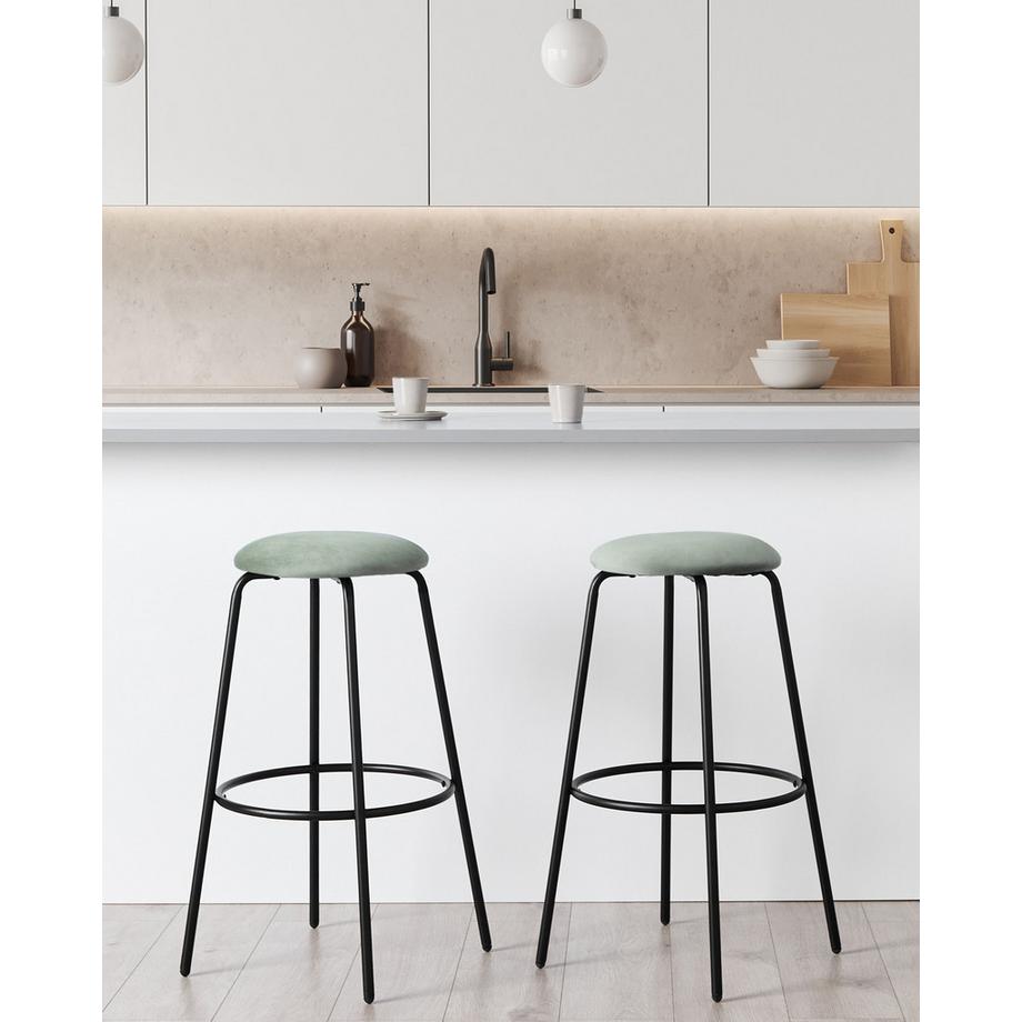 Beliani Lot de 2 tabourets de bar en Velours  MORTON  