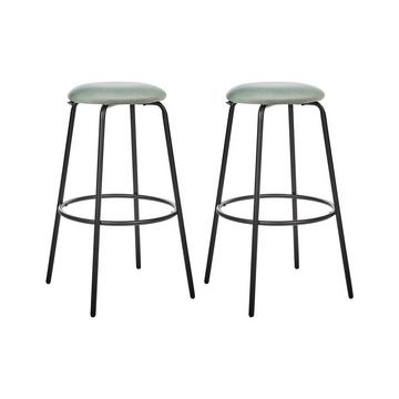 Lot de 2 tabourets de bar en Velours Rétro MORTON