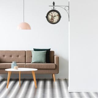 B2X Doppelseitige Bahnhofsuhr in Schwarz  