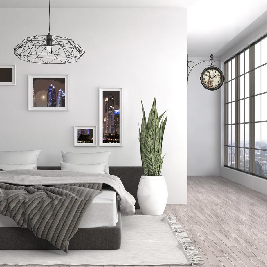 B2X Doppelseitige Bahnhofsuhr in Schwarz  