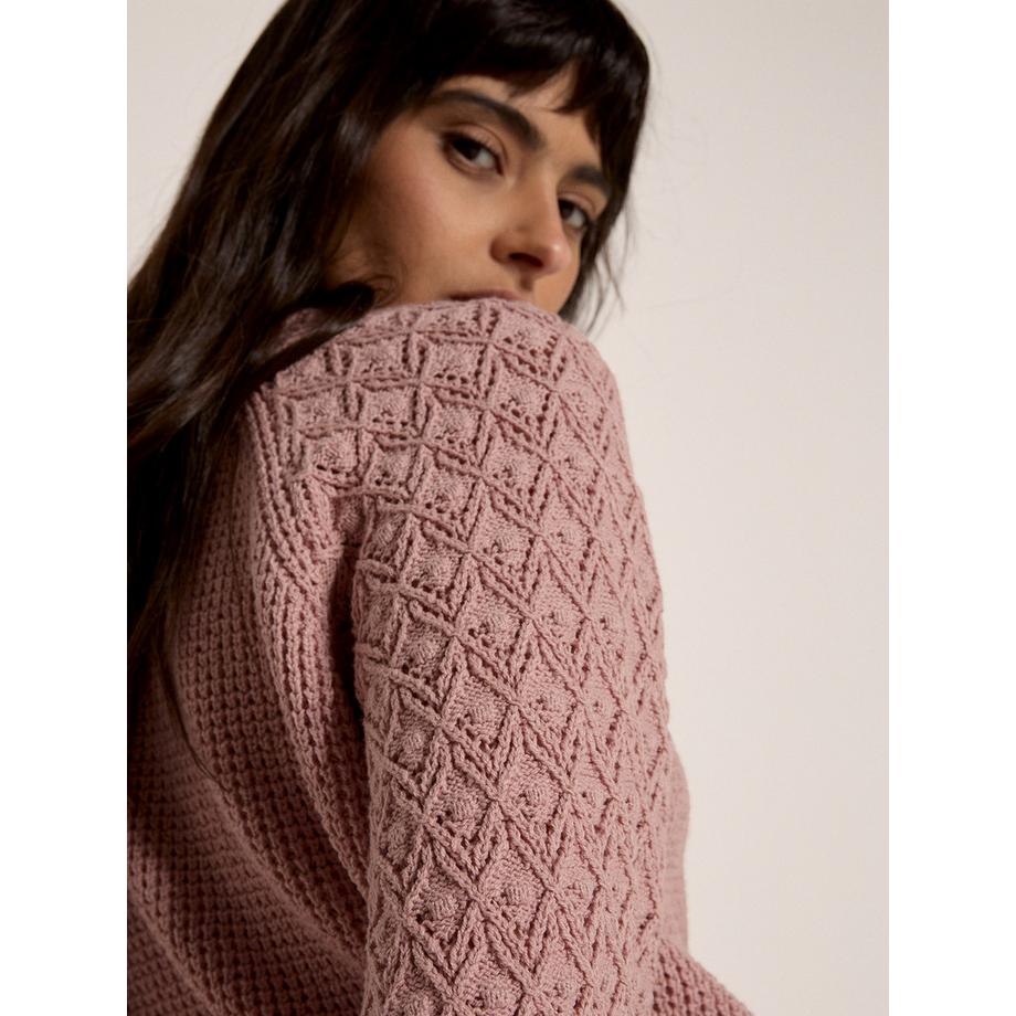 APRICOT Pull court en maille gaufrée pointelle  