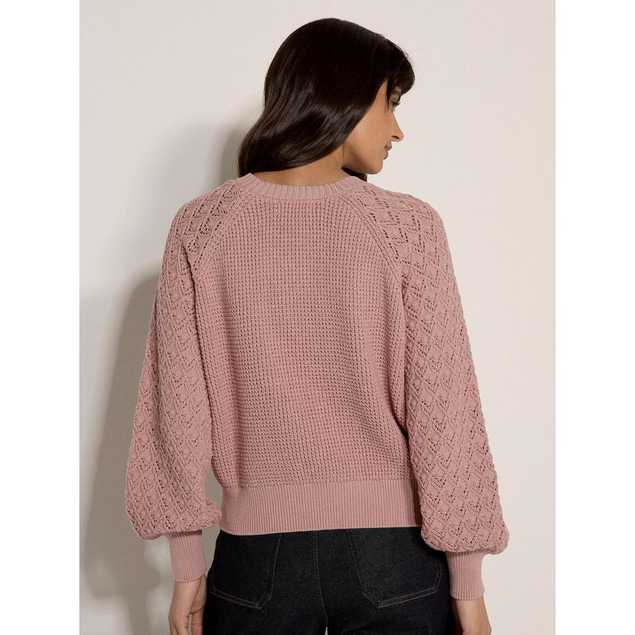 APRICOT Pull court en maille gaufrée pointelle  