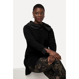 Ulla Popken Sweat-shirt Col Drapé en Taffetas Punto di Roma Manches Longues  