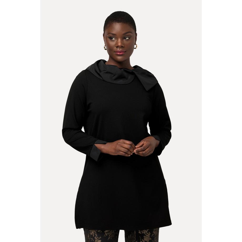 Ulla Popken Sweatshirt Taft Drapierter Kragen Punto di Roma Langarm  