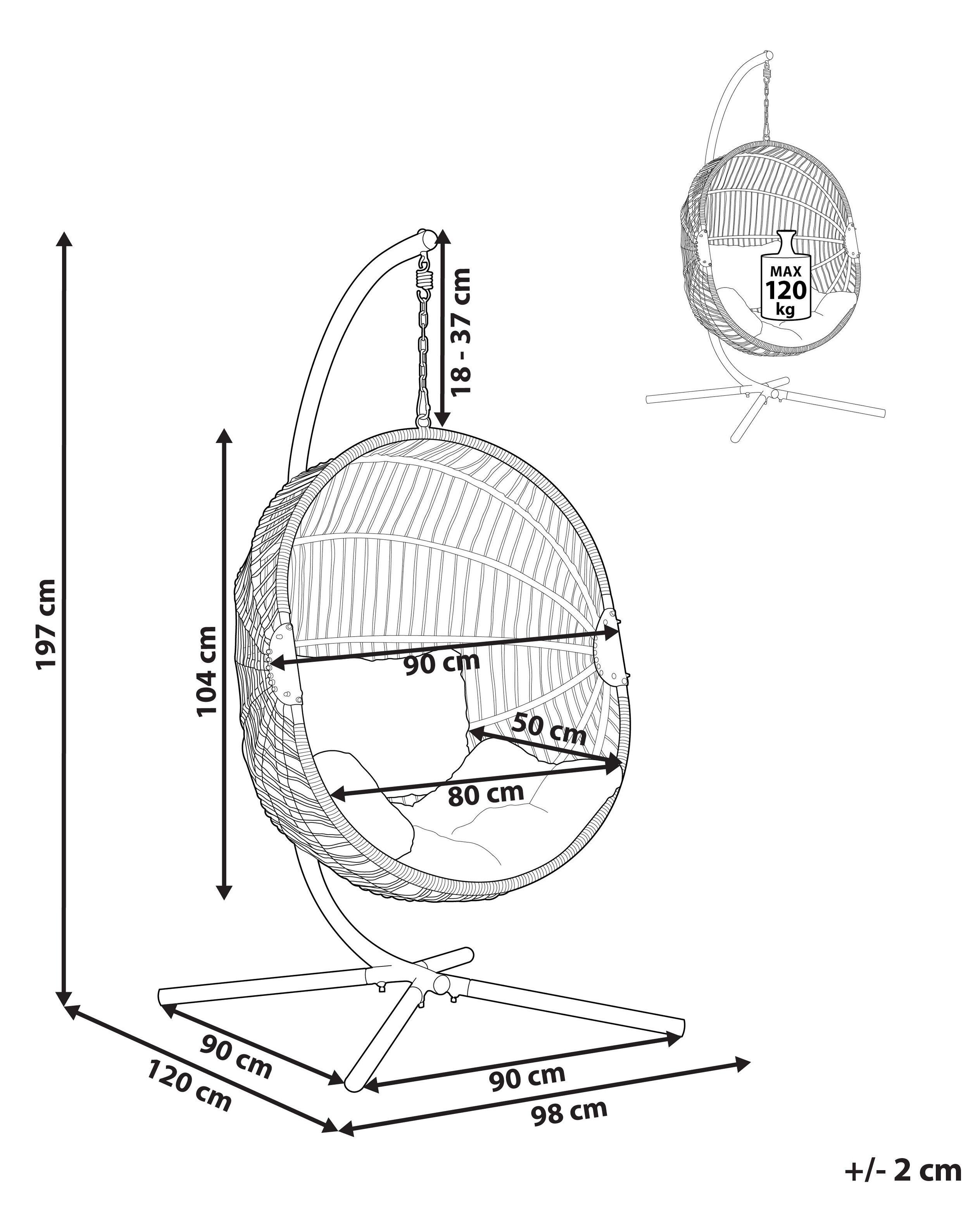 Beliani Fauteuil suspendu avec support en Polyrotin Boho ACRI  