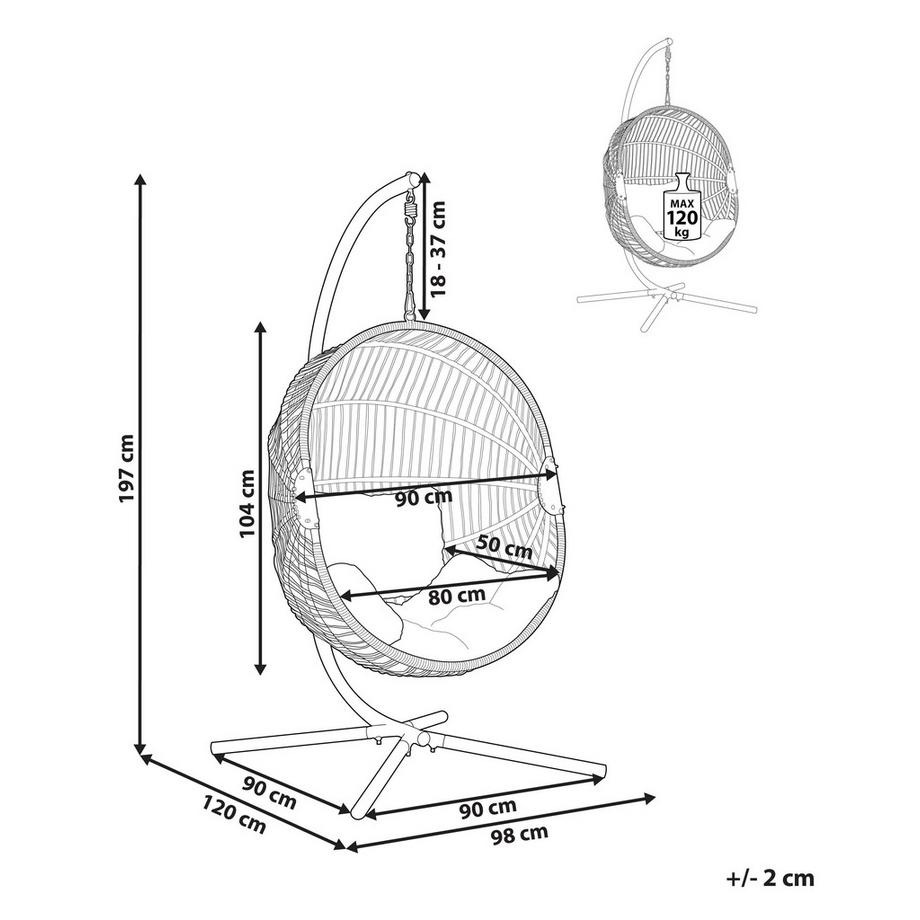Beliani Hängesessel mit Gestell aus PE Rattan Boho ACRI  