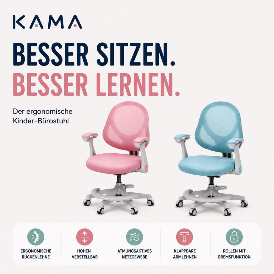 KAMA chaise de bureau ergonomique pour enfants  