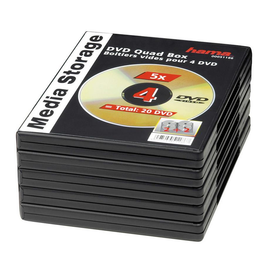 hama  HAMA Boîte DVD pour 4 disques, paquet de 5 