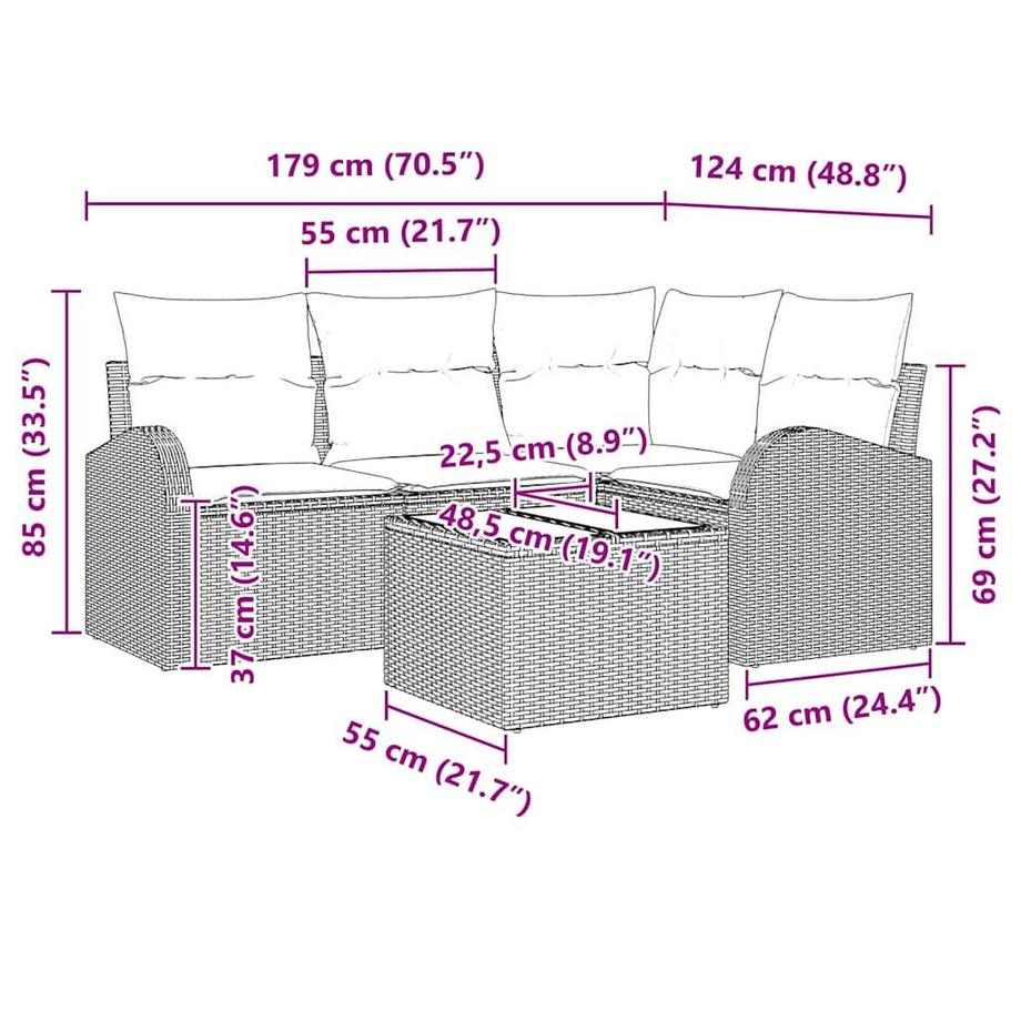 VidaXL Canapé de jardin poly rattan  