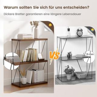Northix 3 Ebenen Standregal mit Metallrahmen Industrielles Bücherregal Lagerregal 60 x 29,5 x 82 cm  
