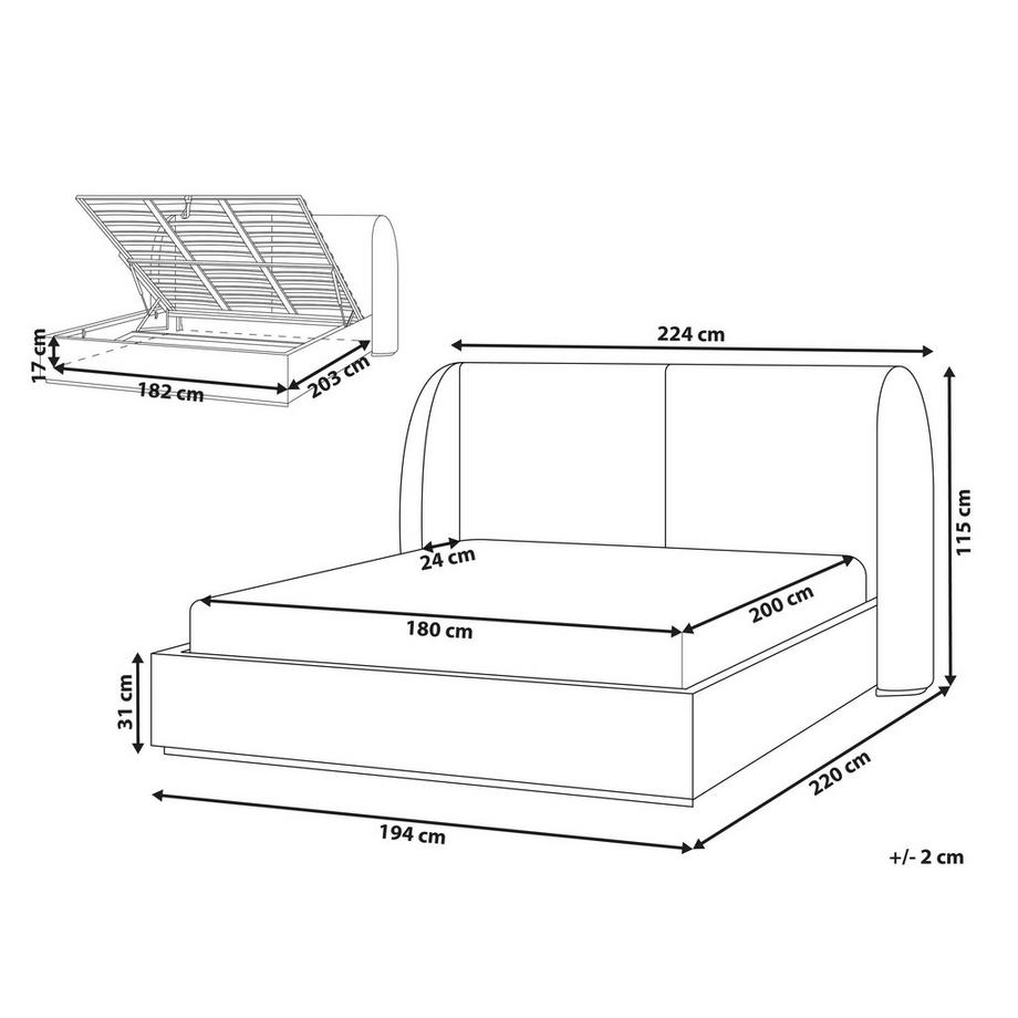 Beliani Lit ottoman en Tissu  MONESTIER  