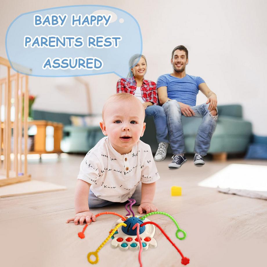 Activity-board  Aktivitätsspielzeug aus Silikon mit Zugschnur, sensorisches Spielzeug für Kleinkinder, Reisespielzeug für Babys 