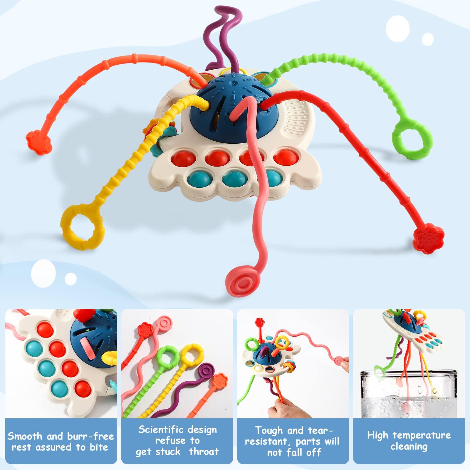 Activity-board  Aktivitätsspielzeug aus Silikon mit Zugschnur, sensorisches Spielzeug für Kleinkinder, Reisespielzeug für Babys 