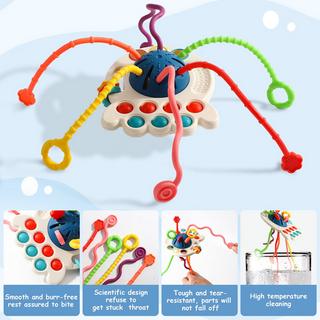 Activity-board  Aktivitätsspielzeug aus Silikon mit Zugschnur, sensorisches Spielzeug für Kleinkinder, Reisespielzeug für Babys 