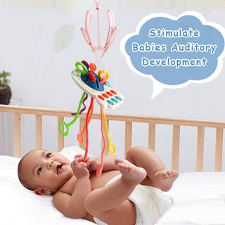 Activity-board  Aktivitätsspielzeug aus Silikon mit Zugschnur, sensorisches Spielzeug für Kleinkinder, Reisespielzeug für Babys 